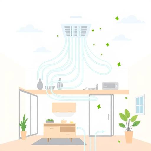 Illustration of a home with a modern ventilation system, showing proper air circulation.